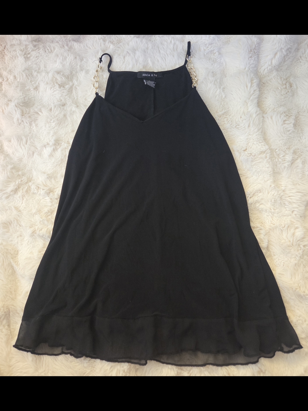 Womens Black Blouse Gold Chain-Strap